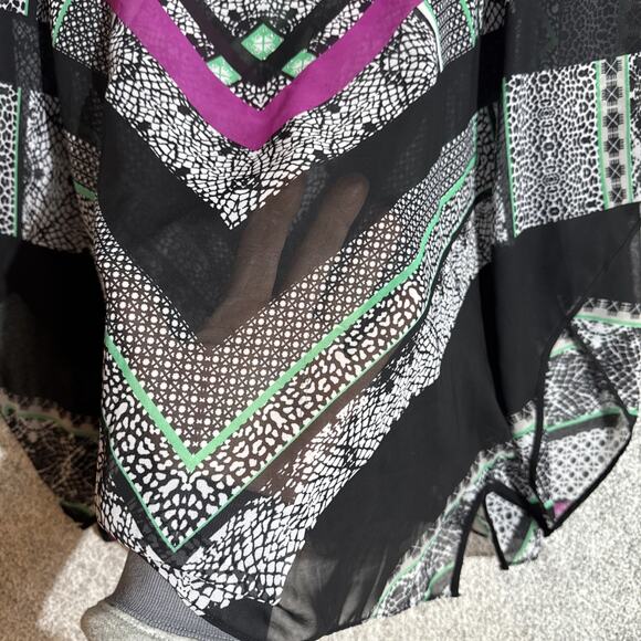 Retro Y2K Top Womens Size XL Boho Batwing Asymmetrical Paisley Tribal Chic - Picture 4 of 7